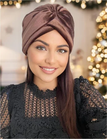 TURBANE LUX - Turban dama din catifea lux MONALISA (MARO mahon) - marime universala