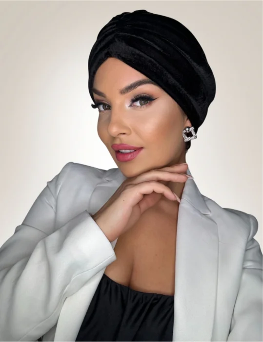 Turban elegant din catifea de lux MONALISA (NEGRU) - marime universala [1]