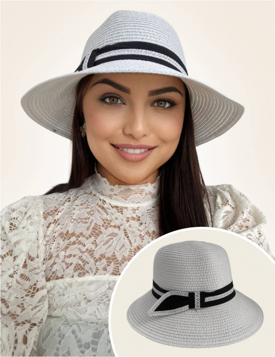 Palarii dama boruri medii OLIMPIA LUX (ALB+MARO aramiu), reglabila [4]