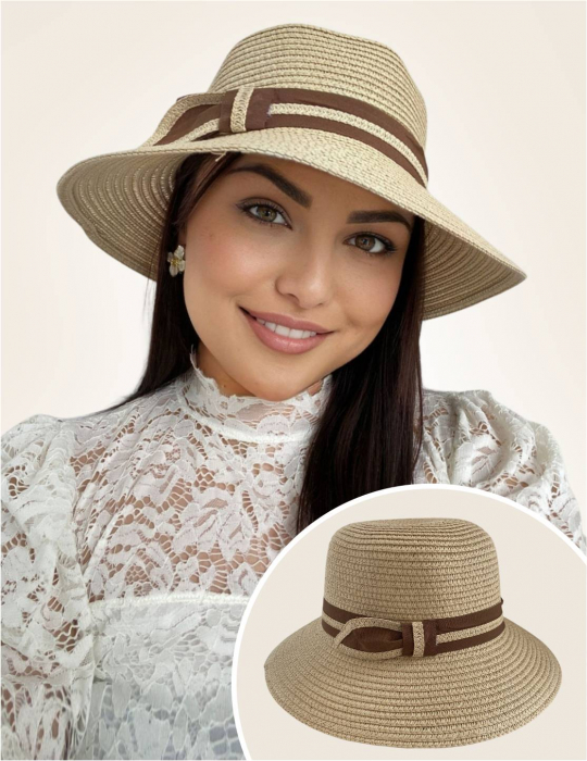 Palarii dama  boruri medii OLIMPIA LUX (MARO+CREM), reglabila [4]