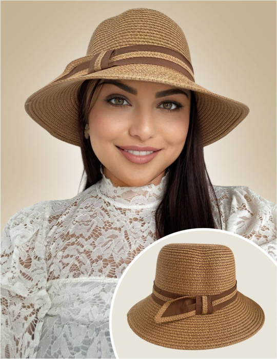 Palarii dama  boruri medii OLIMPIA LUX (MARO+CREM), reglabila [2]