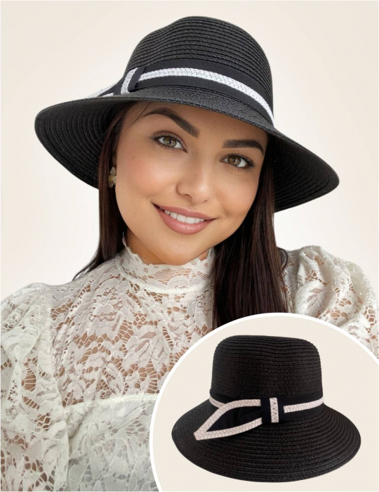 Palarii dama boruri medii OLIMPIA LUX (NEGRU+CREM), reglabila [2]