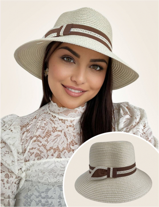 Palarii dama boruri medii OLIMPIA LUX (NEGRU+CREM), reglabila [4]