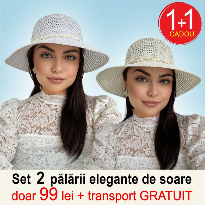 Palarii dama boruri cu boruri medii SIDONIA-palarii alb+crem pudra, reglabila [1]