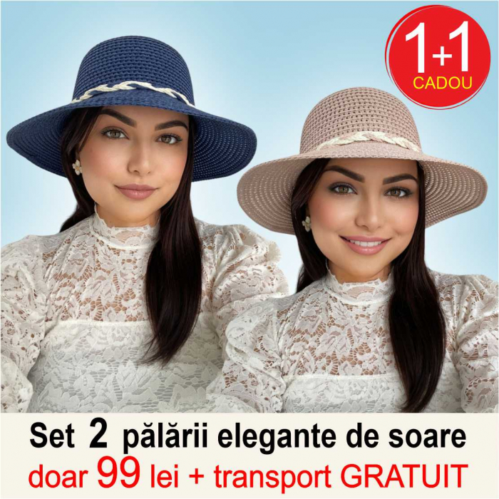 Palarii dama boruri cu boruri medii SIDONIA-palarii bleumarin+roz pudra, reglabila [1]