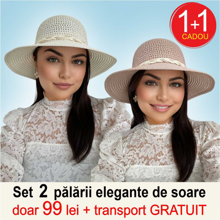 Palarii dama boruri cu boruri medii SIDONIA-palarii crem+roz pudra, reglabila [1]
