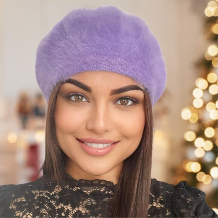 Bereta lux din lana fina si pufoasa de Angora - Princess (MOV deschis) - marime universala [3]