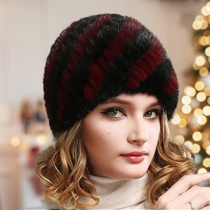 Caciula din blana de NURCA - Princess Lux (NEGRU+GRENA) - marime universala [3]