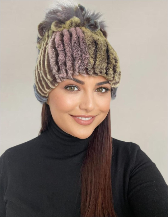 Caciula cu blana de ȘINȘILA - Royal Lux (MULTICOLOR) - marime universala [5]