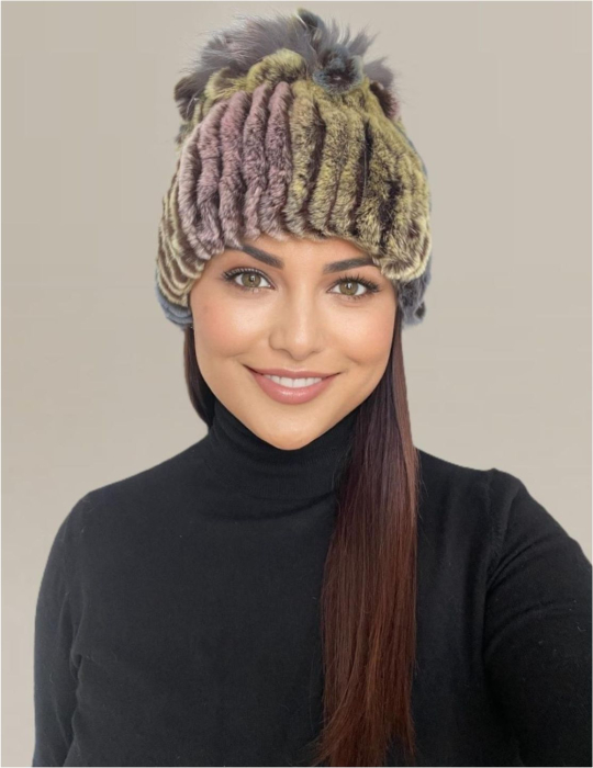 Caciula cu blana de ȘINȘILA - Royal Lux (MULTICOLOR) - marime universala [2]