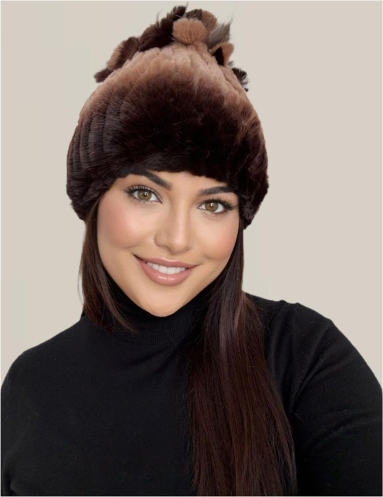 Caciula cu blana de ȘINȘILA - Royal Lux (MARO în degrade) - marime universala [4]