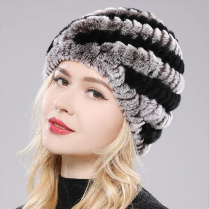 Caciula eleganta din blana ALISE Chic (GRI+NEGRU) - marime universala [4]