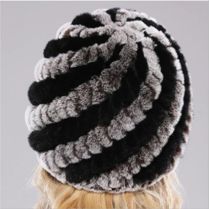 Caciula eleganta din blana ALISE Chic (GRI+NEGRU) - marime universala [3]