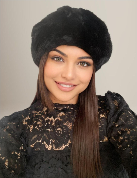 Caciula eleganta din blana JULIETTE (NEAGRA) - marime universala, reglabila [2]