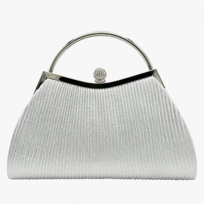 Geanta lux de ocazie din satin sidefat NOBLESS LUX (ARGINTIE) [3]