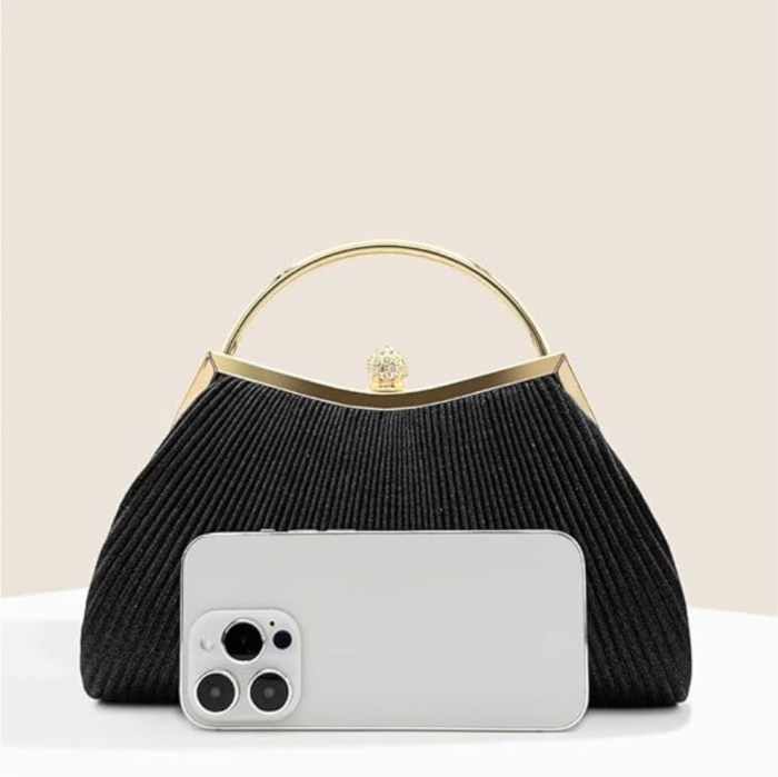 Geanta lux de ocazie din satin sidefat NOBLESS LUX (NEAGRA) [3]