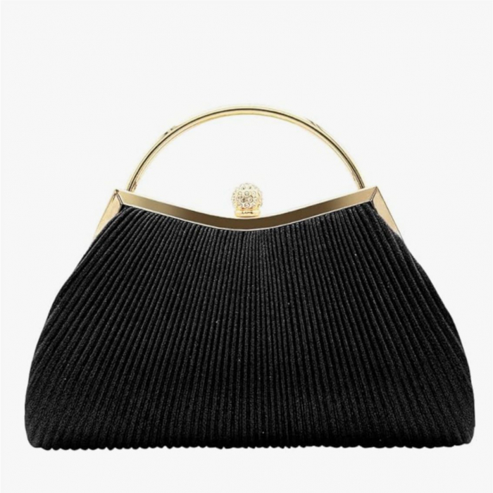 Geanta lux de ocazie din satin sidefat NOBLESS LUX (NEAGRA) [2]