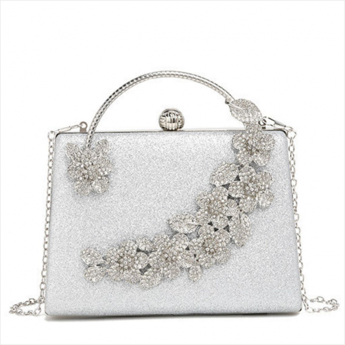 Geanta lux de ocazie tip clutch LADY ROSE (ARGINTIE) [3]