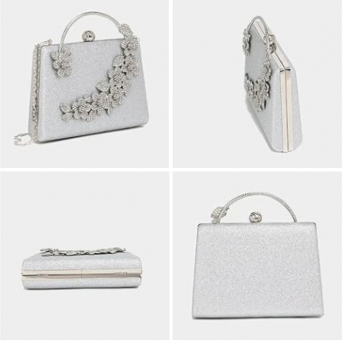 Geanta lux de ocazie tip clutch LADY ROSE (ARGINTIE) [4]