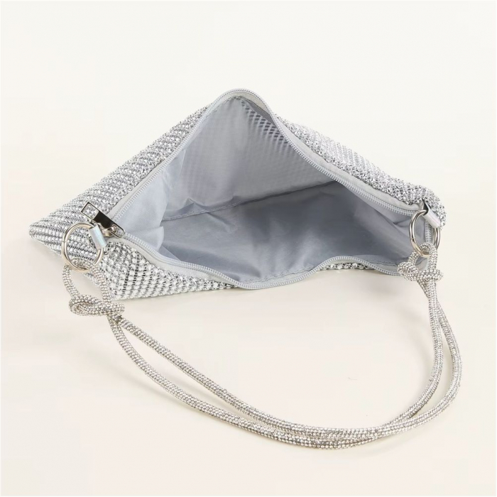 Geanta de ocazie tip plic cu strasuri BOLERO (ARGINTIE) [5]