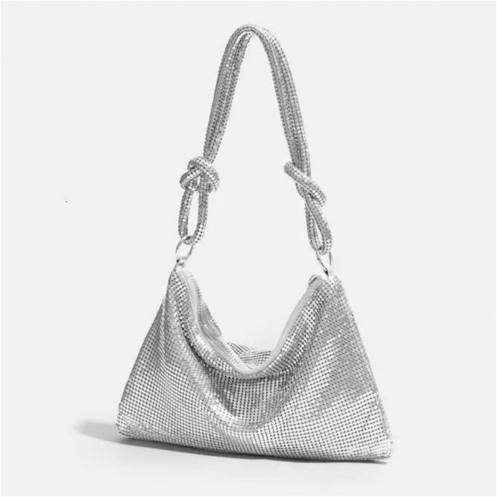 Geanta de ocazie tip plic cu strasuri BOLERO (ARGINTIE) [3]