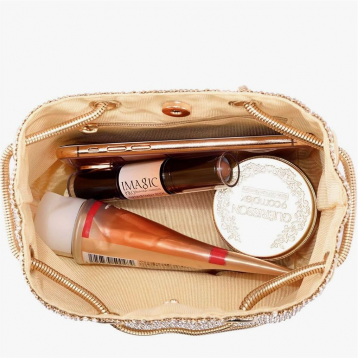 Geanta lux de ocazie tip saculet cu cristale BOEMA LUX (AURIE) [6]