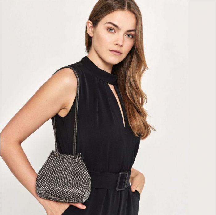 Geanta lux de ocazie tip saculet cu cristale BOEMA LUX (NEGRU) [4]