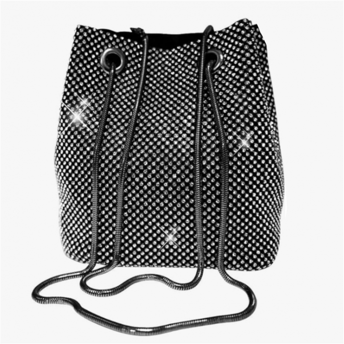 Geanta lux de ocazie tip saculet cu cristale BOEMA LUX (NEGRU) [2]