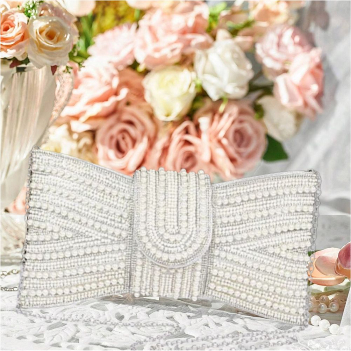 Geanta lux in forma de funda cu margele Glamour Lux (ALB) [4]