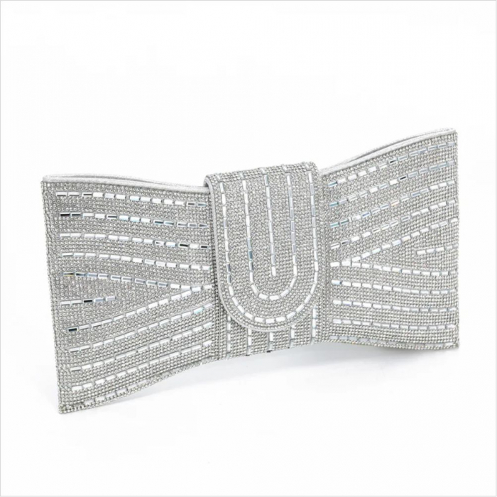 Geanta lux in forma de funda cu strasuri argintii Glamour Lux (ARGINTIU) [5]