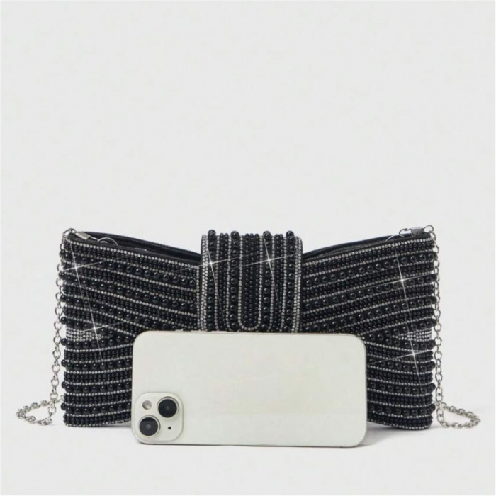 Geanta lux in forma de funda cu margele Glamour Lux (NEGRU) [4]