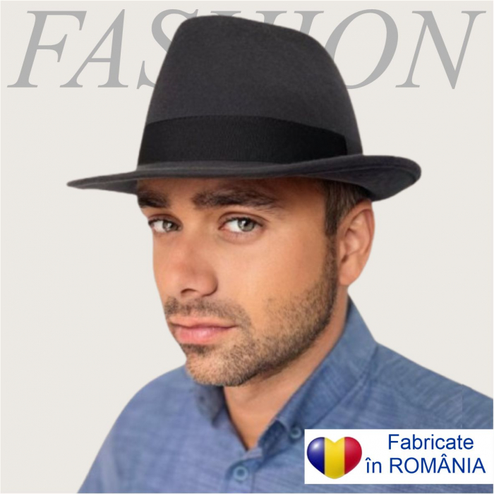 Palarie barbati cu boruri clasice din fetru lux Mister Fedora Lux (GRI) [1]
