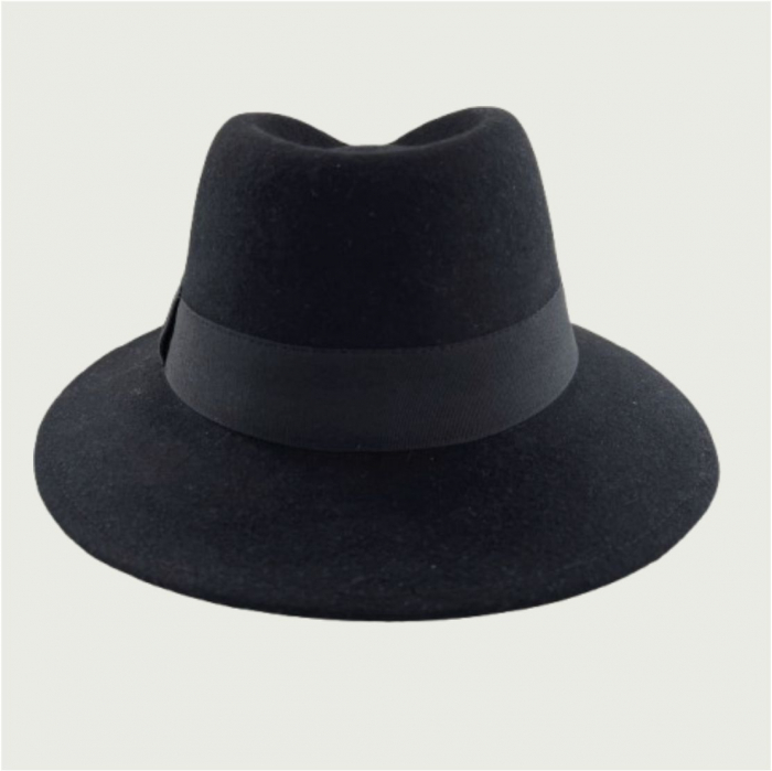 Palarie barbati din fetru lux cu boruri italiene ITALIAN STYLE (NEGRU) [5]