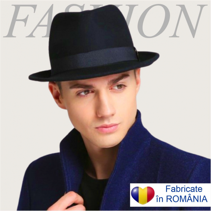 Palarie barbati din fetru lux Mister Fedora Lux (BLEUMARIN) [1]