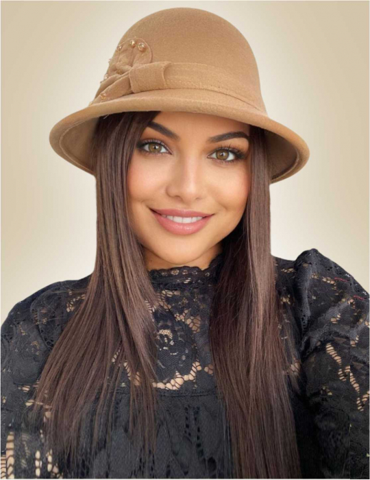 Palarie dama cu boruri delicate MISS COCHETTE (MARO cappuccino) - marime unica, reglabila [1]