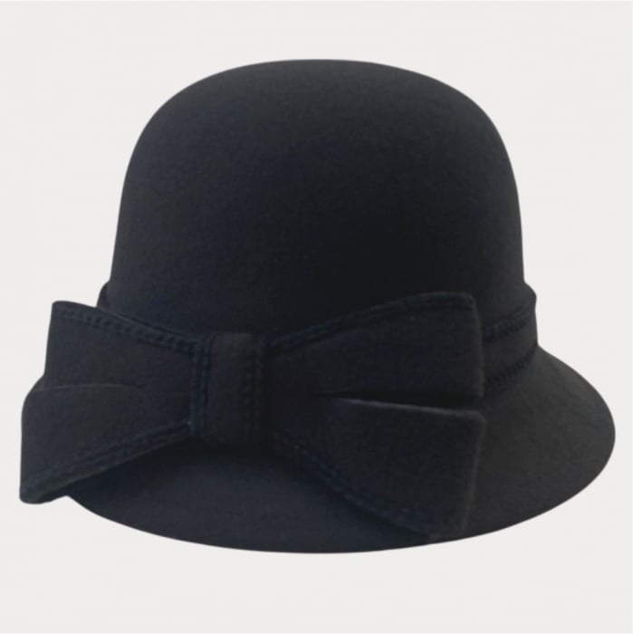 Palarie de dama cu boruri delicate si funda luxurianta MISS ALISS (NEGRU) - marime unica, reglabila [4]
