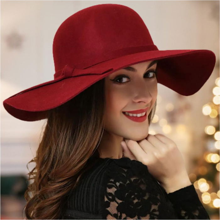 Palarie dama cu boruri elegante ROMA CHIC (GRENA) - marime unica, reglabila [2]