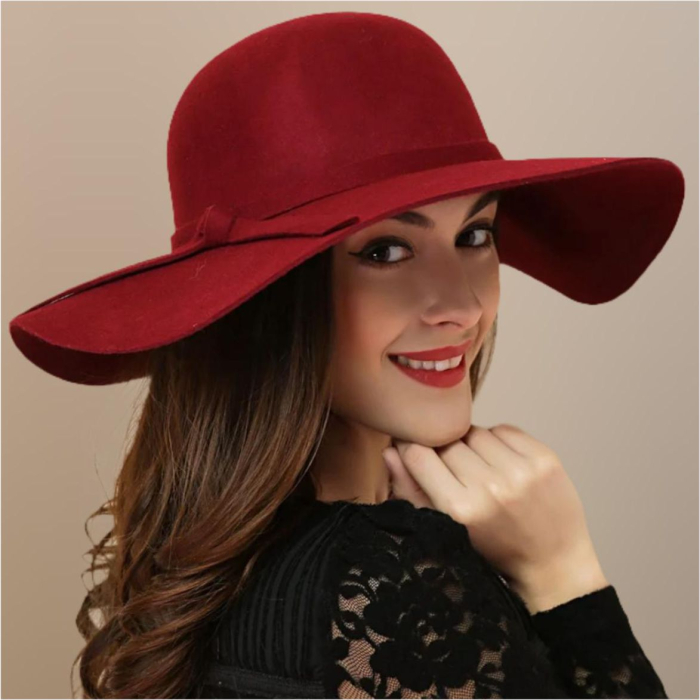 Palarie dama cu boruri elegante ROMA CHIC (GRENA) - marime unica, reglabila [3]