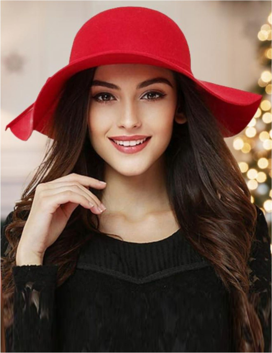 Palarie dama cu boruri elegante ROMA CHIC (ROSU) - marime unica, reglabila [2]