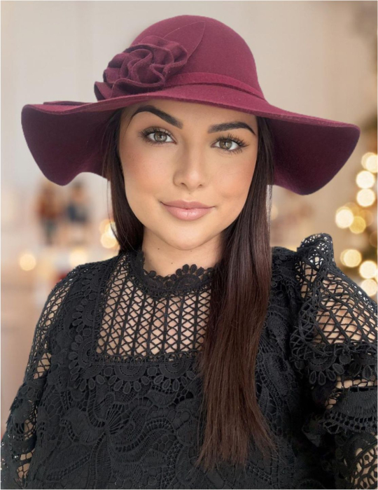 Palarie dama cu boruri elegante SABRINA CHIC (GRENA) - marime unica, reglabila [3]