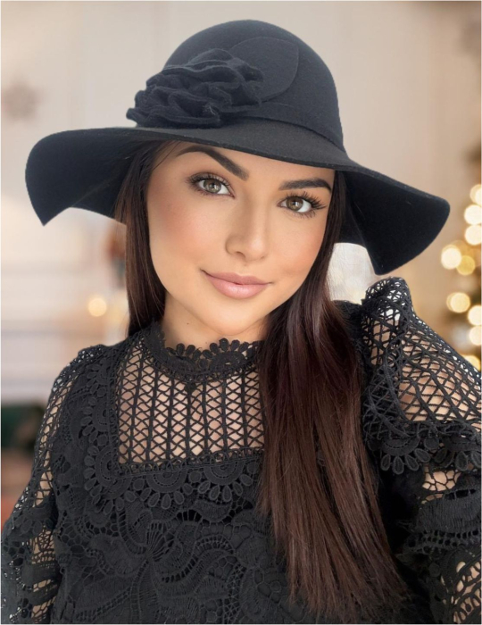 Palarie dama cu boruri elegante SABRINA CHIC (NEGRU) - marime unica, reglabila [2]