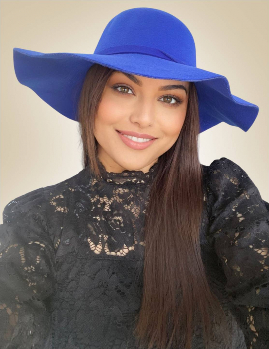 Palarie dama cu boruri mari MISS ROMA (ALBASTRU) - marime unica, reglabila [1]