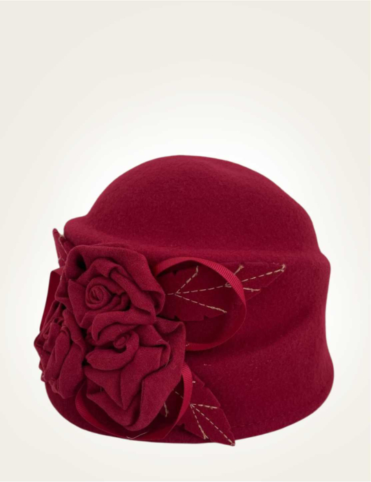 Palarii dama tip toca cu accesorii florale ARIANA (GRENA trandafiriu) - marime unica, reglabila [4]