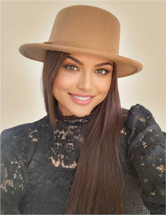 Palarie dama cu boruri rotunde MISS CASTILLIA (MARO cappuccino) - marime unica, reglabila [1]