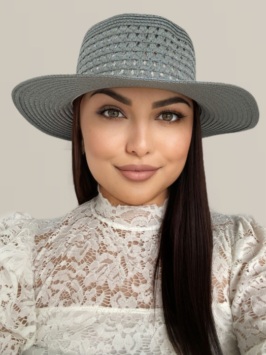 Palarie dama de soare cu boruri medii PENELOPE LUX (GRI) - marime unica, reglabila [2]