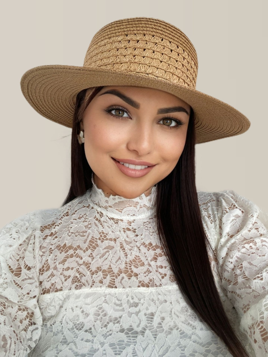 Palarie dama de soare cu boruri medii PENELOPE LUX (MARO) - marime unica, reglabila [4]