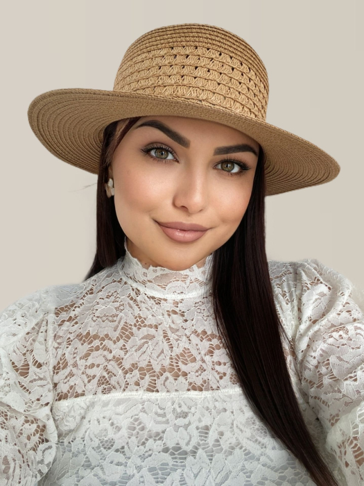 Palarie dama de soare cu boruri medii PENELOPE LUX (MARO) - marime unica, reglabila [2]