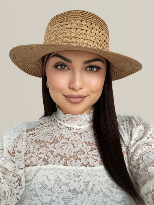 Palarie dama de soare cu boruri medii PENELOPE LUX (MARO) - marime unica, reglabila [3]