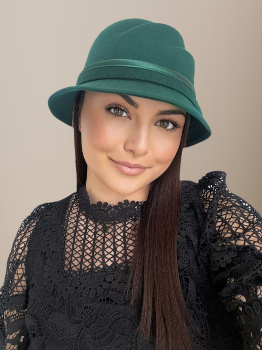 Palarie dama din fetru lux cu falduri VIENNA LUX (VERDE) - marime unica, reglabila [3]