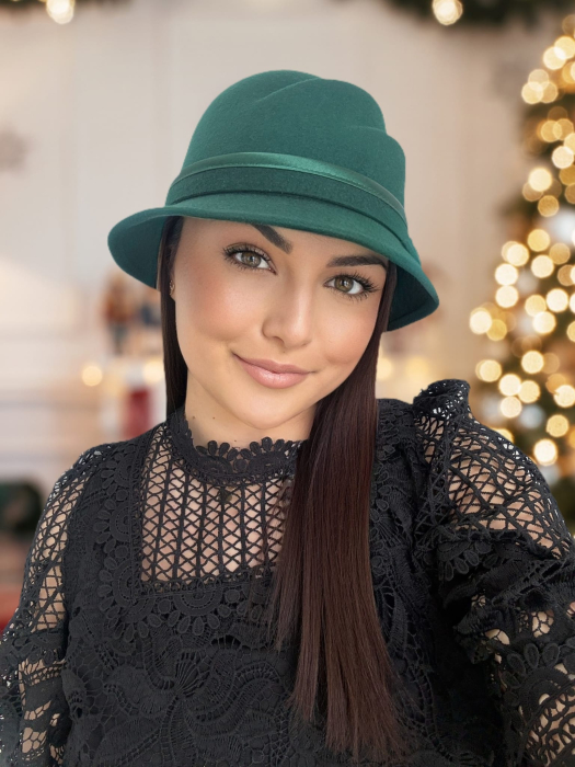 Palarie dama din fetru lux cu falduri VIENNA LUX (VERDE) - marime unica, reglabila [3]